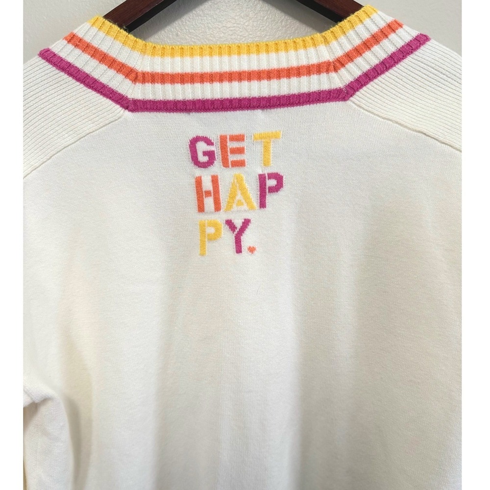 XOKR Kerri Rosenthal Women's "Get Happy" V-Neck Striped Sweater Size Large NWT - Picture 7 of 10